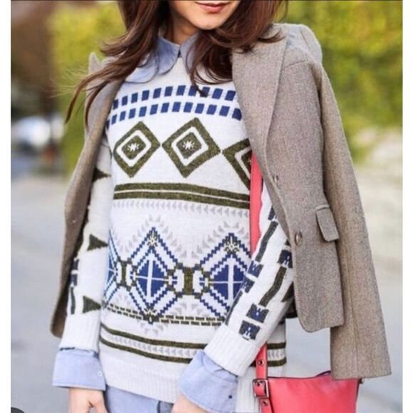 J. Crew Abstract Fair Isle Sweater size S Wool Blend - Picture 1 of 9